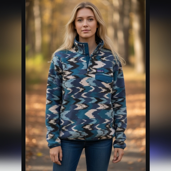 Patagonia Jackets & Blazers - **Rare** Patagonia Women's Synchilla Snap-T Fleece Blue Cream Aztec--Size Small